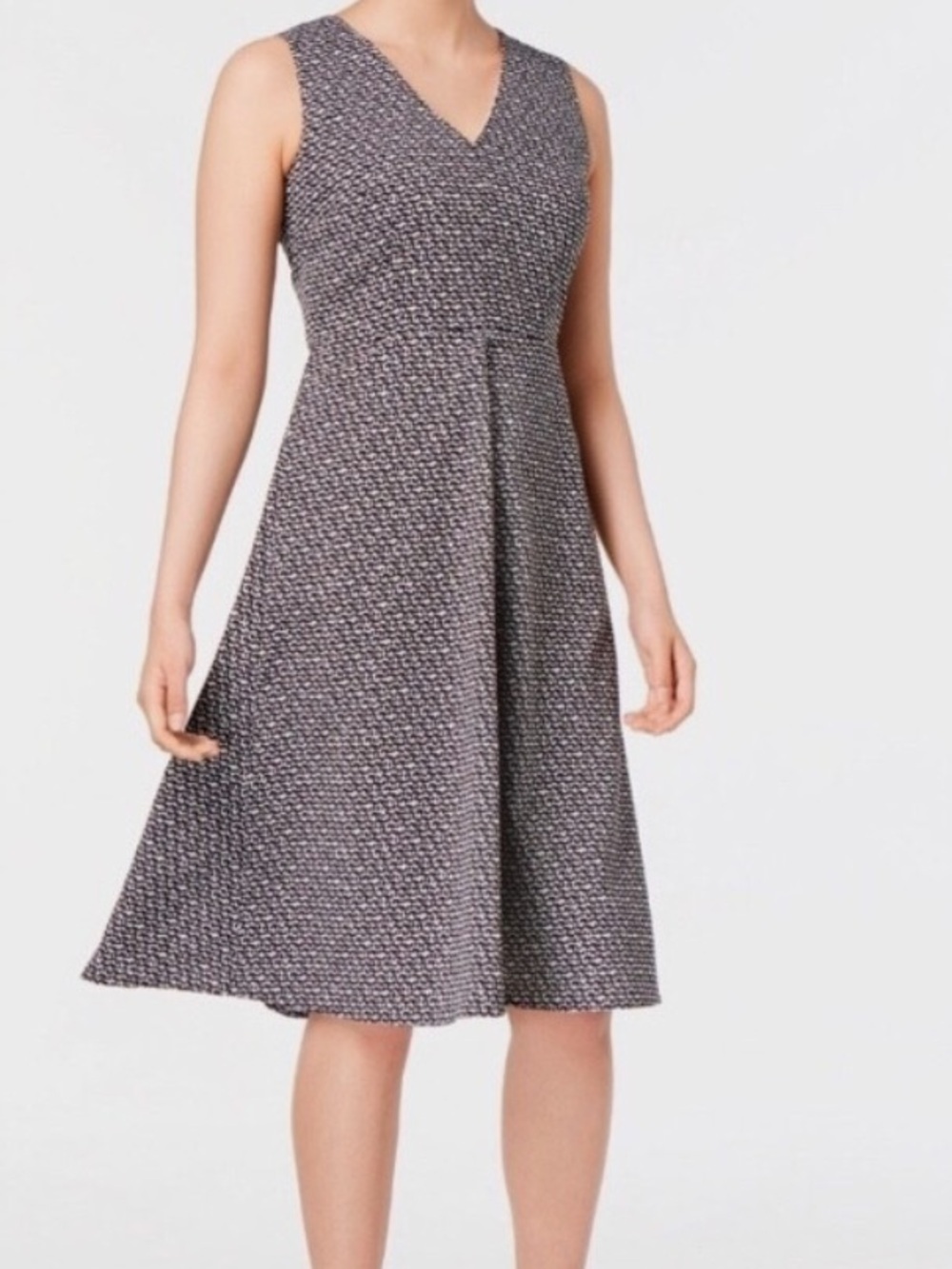 Weekend Max Mara Black White Filippo Sleeveless Dress Size 8 Tie Back Midi